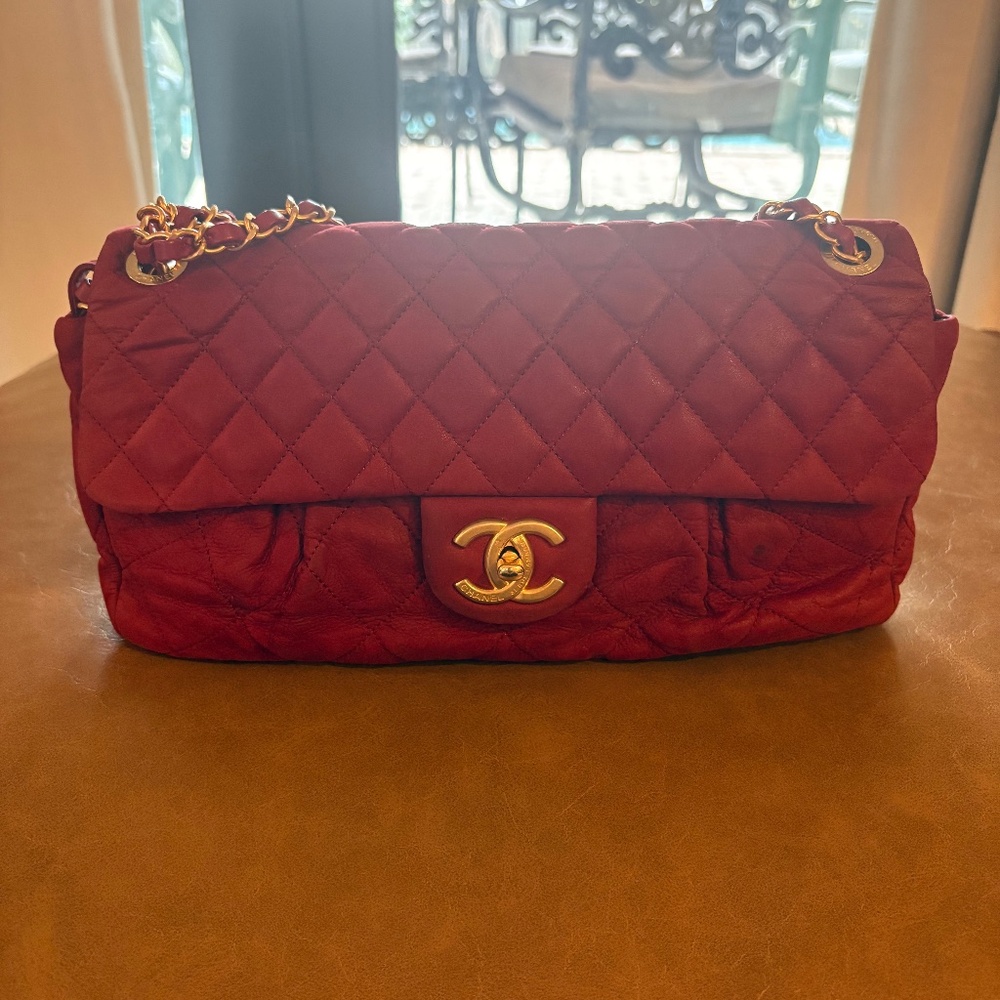 Chanel Flap Red Turn Lock Shoulder Bag